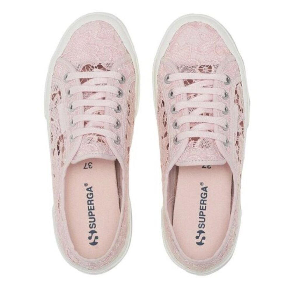 Superga Womens 2750 Macramé Lace Pink Sneakers